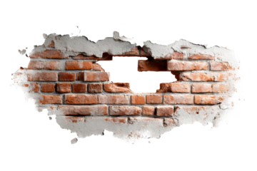 Brick wall with a hole creating a rustic and creative design element