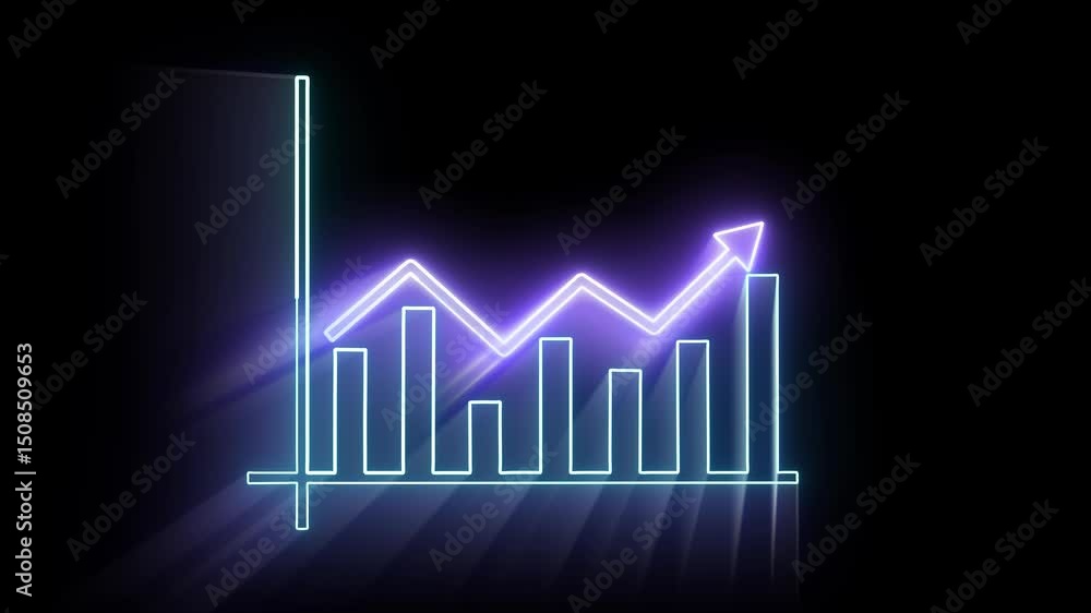 Poster fluctuating business and stock market chart animation. dynamic up and down graph movement perfect fo
