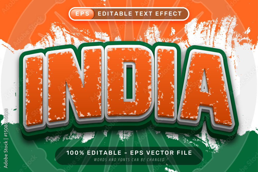 Poster india text effect and editable text effect with indian flag color background
