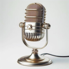 Vintage Microphone on Stand Isolated - Retro Recording Studio Object
