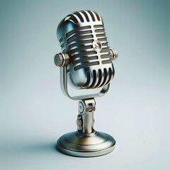 Vintage Microphone on Stand Isolated - Retro Recording Studio Object
