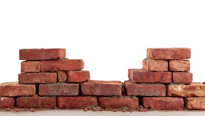 Obraz premium Stacked Red Bricks Against White Background
