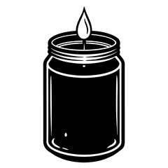 candle in glass jar on white background  .svg