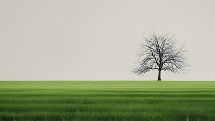Obraz premium Lonely Tree in a Peaceful Countryside Landscape.