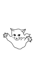 cat flying funny illustration line art hand drawn meme