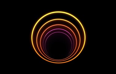 Captivating neon spiral night universe showcasing vibrant colored circles emanating warmth and intrigue