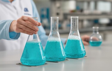 Innovative laboratory techniques for hydrogen energy experimentation with vibrant blue solutions
