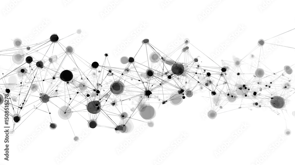 Poster abstract network connecting dots and lines forming a complex structure, representing global communic