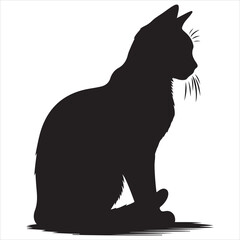 Obraz premium siting aungel cat Silhouette Vector Art, and Graphic, vector black color silhouette, solated white background 