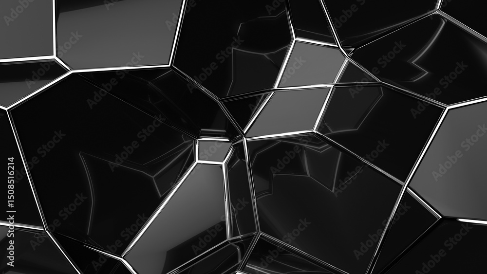 Poster 3d abstract futuristic surface on a black background with a dark abstract diamond. 3d rendering illu