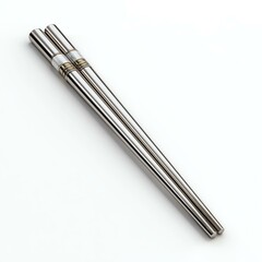 isolated white minimal design Elegant stainless steel chopsticks perfect for enjoying Asian cuisine with style.