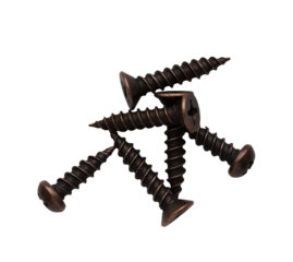 isolated metal dark screws on empty white background