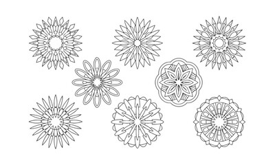 Obraz premium A set of intricate black and other colors mandala vector designs, easily scalable and editable.