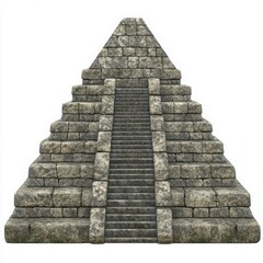 Ancient stone pyramid staircase isolated background