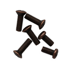 isolated metal dark screws on empty white background