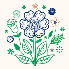 Flowers icon set. Flowers isolated on transparent background. Flowers in modern simple. Cute round flower plant nature collection. Vector illustrator.