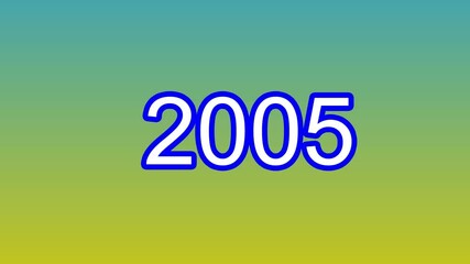 New Year 2000 to 2060 animation. number neon text cyan and yellow background animation. 4k video

