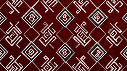 Red Geometric Textile Pattern Background.