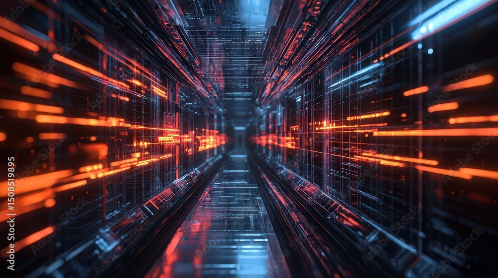 Aufkleber dynamic digital pathway illuminated virtual environment 3d rendering technology futuristic perspecti