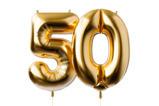 Celebration of a milestone birthday with golden balloons
