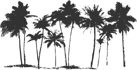 palm tree vector, Vector hand drawn palms illustration, hippie boho palm tree surfer style, palm tree