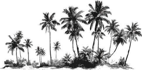 Architectural Drawings, Minimal style cad tree line drawing, outline symbol for architecture and landscape design drawing. Vector illustration	