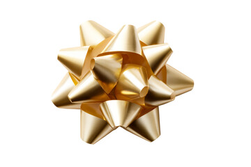 Golden gift bow on transparent background for festive occasions