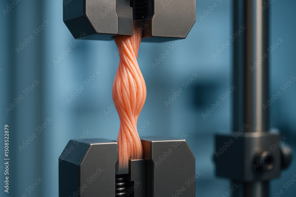 Poster bio material tensile test in engineering lab innovation in material strength analysis for advanced r