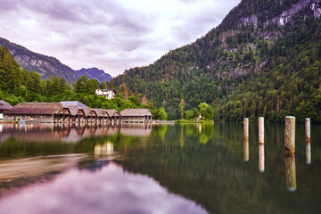 Fototapeta premium Königssee boathouses