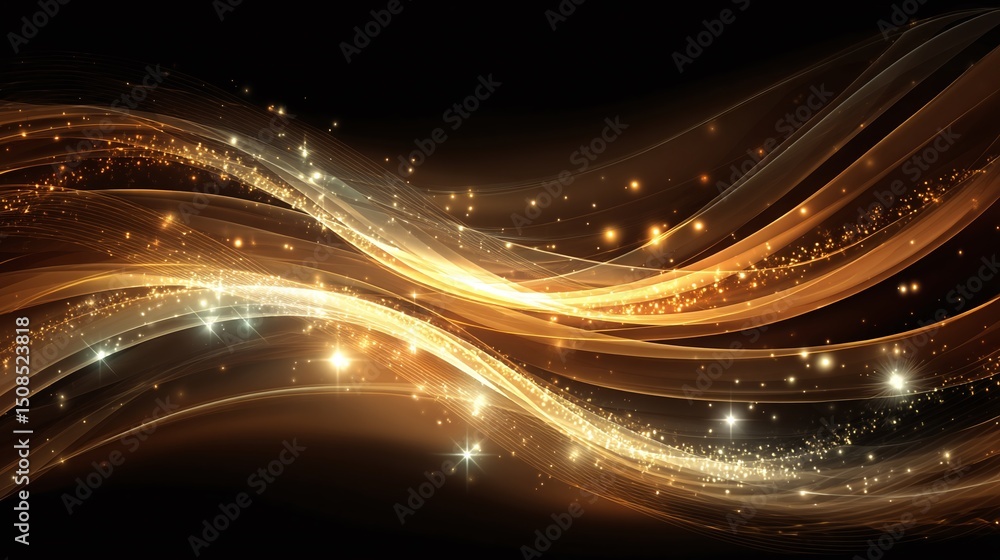 Poster a captivating dance of light and shadows, where shimmering golden waves gracefully intertwine agains