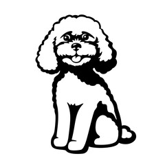Poodle silhouette icon. Sitting dog black logo vector illustration