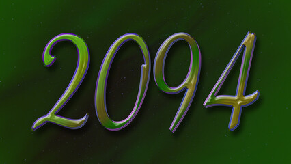 3D green with blue border design of number 2094 on green background.