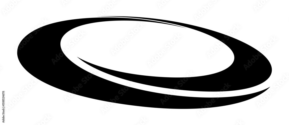 Poster rotating art lines in circle shape as symbol, logo or icon. design element with perspective view.