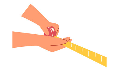 Obraz premium A man is holding a tape measure to measure