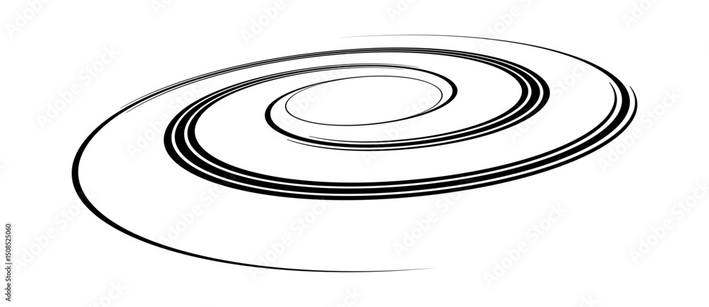 Leinwandbilder Spiral with black speed lines as dynamic abstract vector background or logo or icon. Artistic illustration with perspective on white background.
