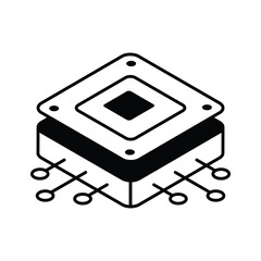 A well crafted isometric icon of microprocessor chip