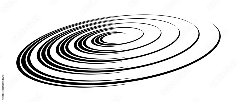 Leinwandbilder Spiral with black speed lines as dynamic abstract vector background or logo or icon. Artistic illustration with perspective on white background.