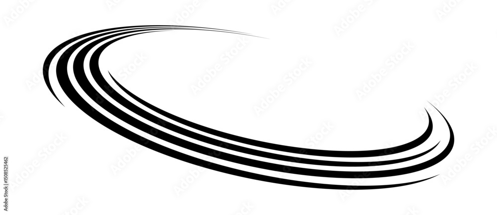 Poster spiral with black speed lines as dynamic abstract vector background or logo or icon. artistic illust