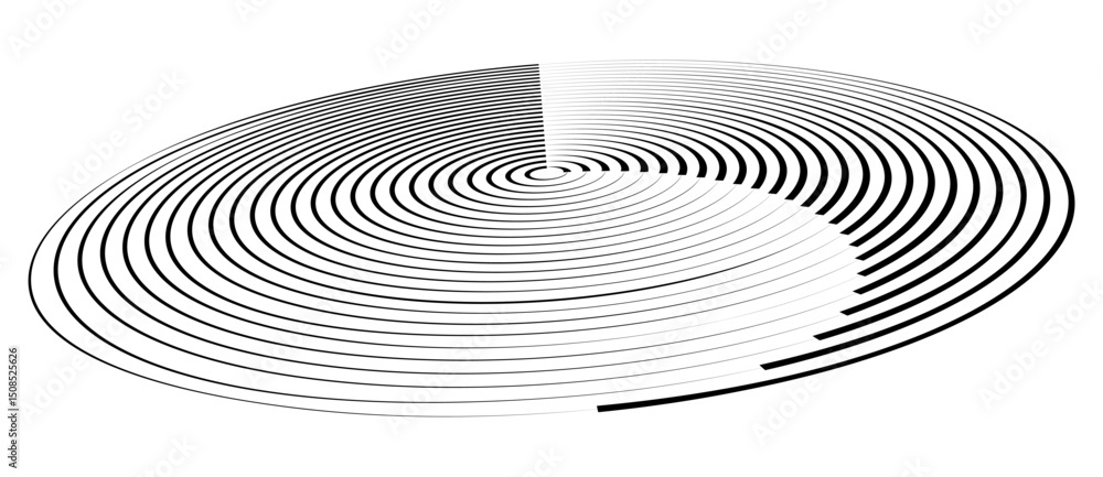 Fototapete Spiral with black speed lines as dynamic abstract vector background or logo or icon. Artistic illustration with perspective on white background.