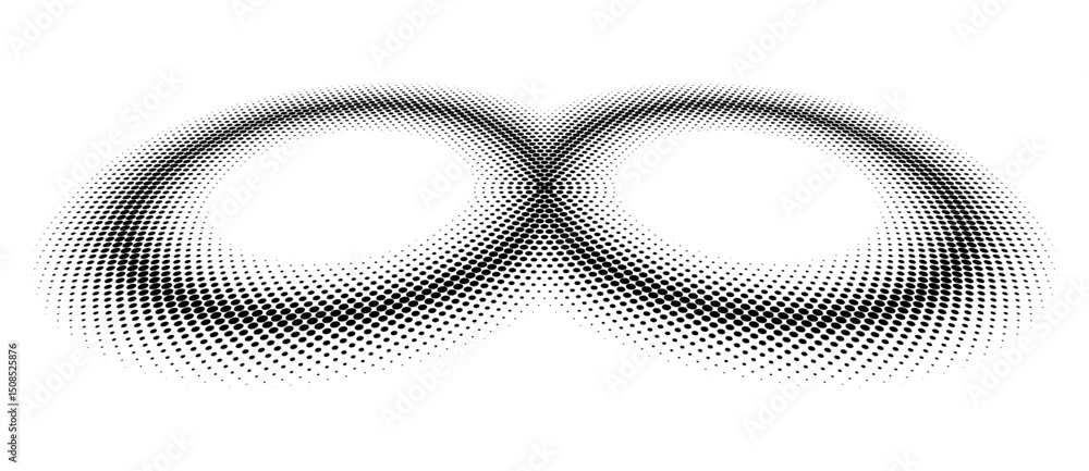 Canvas Prints two circles as halftone dotted abstract background. perspective view. black shape on a white backgro