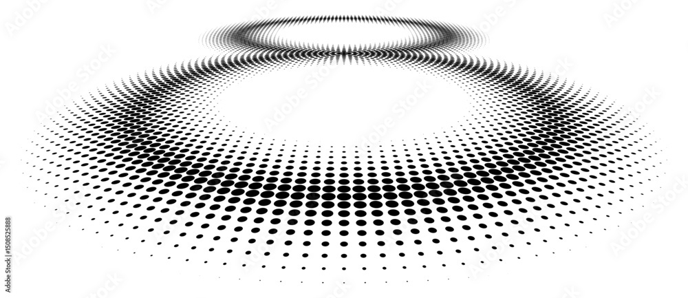 Canvas Prints two circles as halftone dotted abstract background. perspective view. black shape on a white backgro