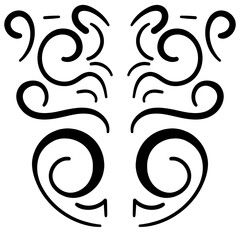 Symmetrical Ornamental Swirl Line Art Abstract Decorative Tribal-Inspired Floral Motif with Elegant Curves for Tattoos, Laser Cut, Wall Art, and Modern Vector Design Color Gradient