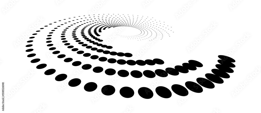 Poster abstract halftone dotted circle advertising background or design element. optical illusion effect. c