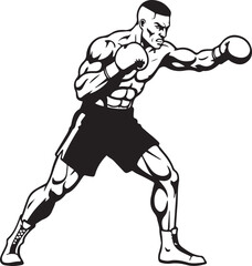 Fototapeta premium Powerful Boxer Dynamic Punching Action Illustration