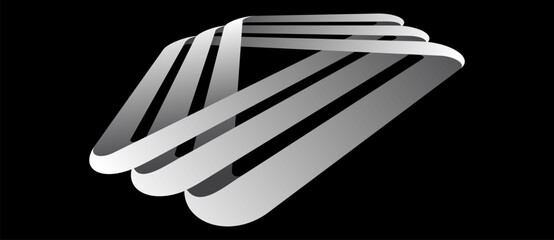 Distorted Penrose triangle or Penrose tribar, or the impossible tribar with gradient on contrast background.