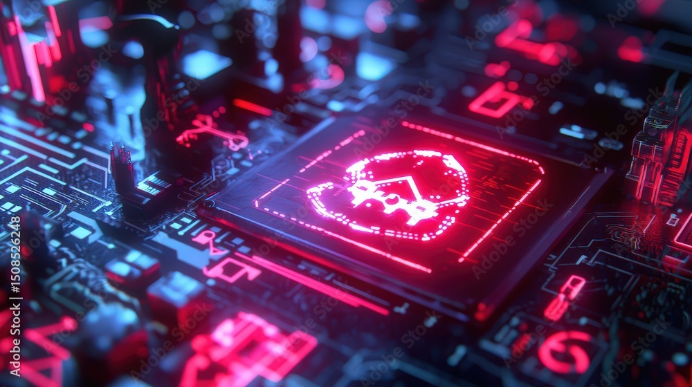 Poster cybersecurity trends digital realm visual technology futuristic environment close-up view data prote