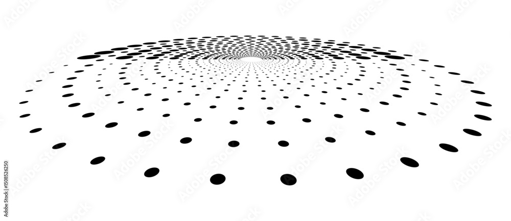 Poster abstract halftone dotted circle advertising background or design element. optical illusion effect. c