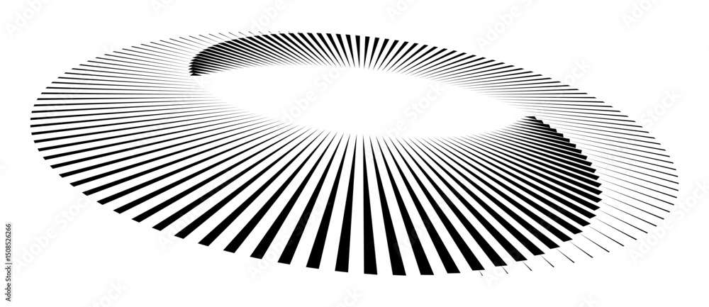 Leinwandbilder lines in circle abstract background. dynamic transition illusion. black shape on a white background.