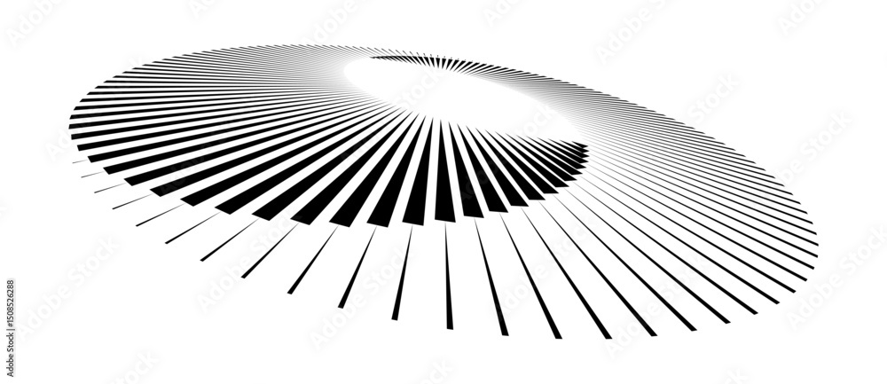 Leinwandbilder lines in circle abstract background. dynamic transition illusion. black shape on a white background.