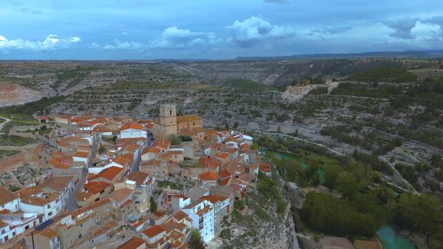 Aerial view of Jorquera, Albacete, Castilla-La Mancha, Spain	